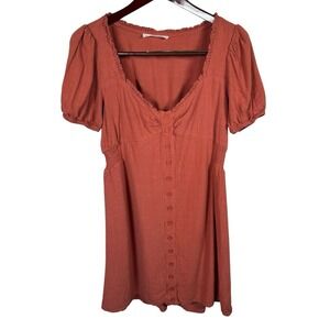 Elodie Sweet Floral Dress Sweetheart Size Lg Linen Blend Cottagecore Lagenlook